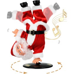 Singing Dancing Santa Claus, Christmas Inverted Rotating Santa Claus, Xmas Electric Musical Dolls, Electric Plush Toy Ornaments Xmas For Kids